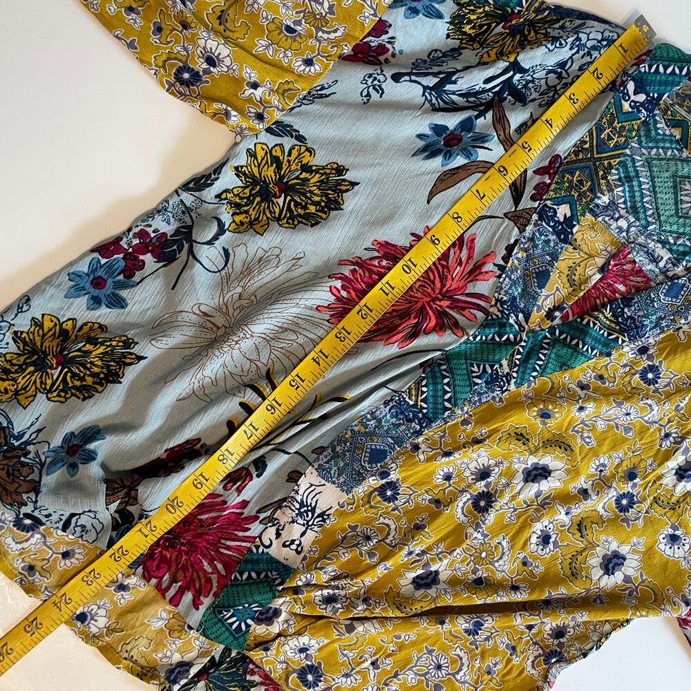 Umgee Patchwork Top Small Multicolor Boho - image 8